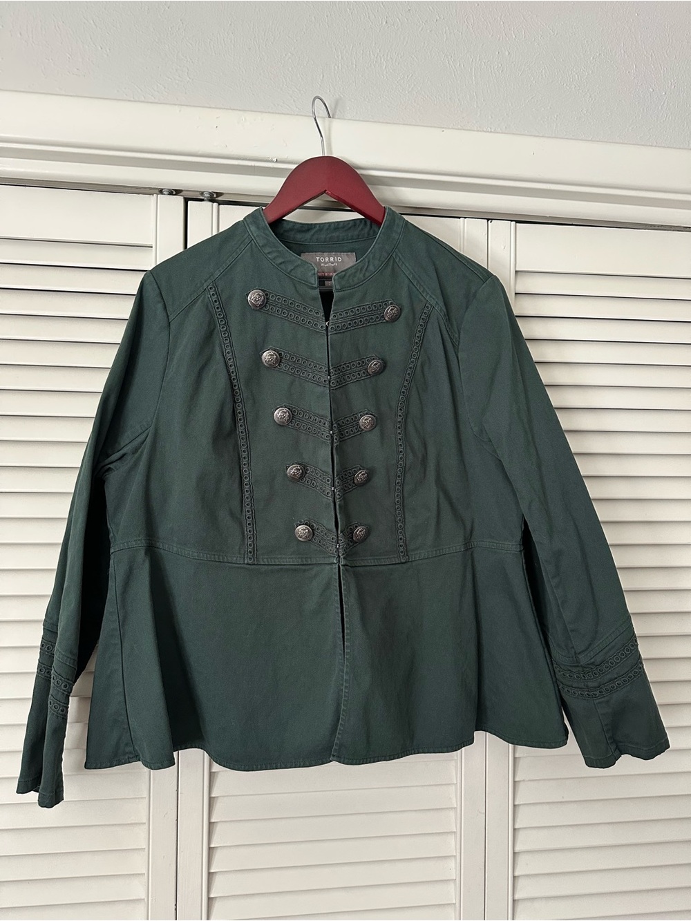 TORRID forest green military-inspired buttoned jacket